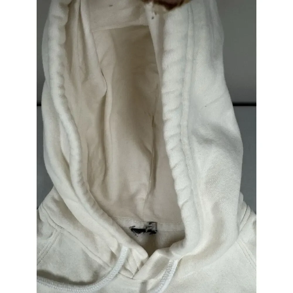 The North Face Hoodie Men’s Large Cream Pullover Sweatshirt Logo Fleece